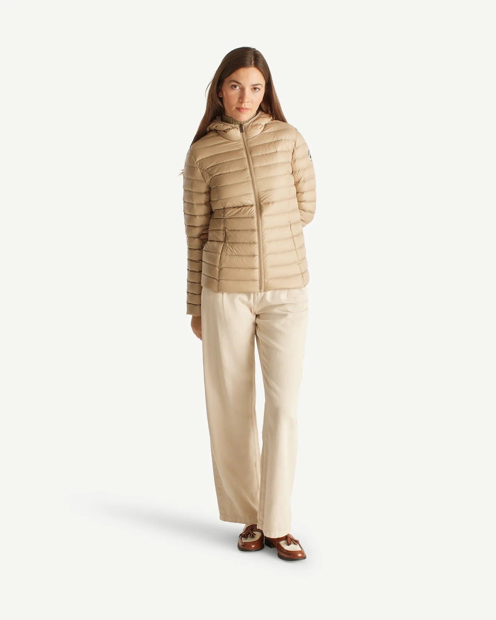 Lightweight hooded down jacket Beige Cloe