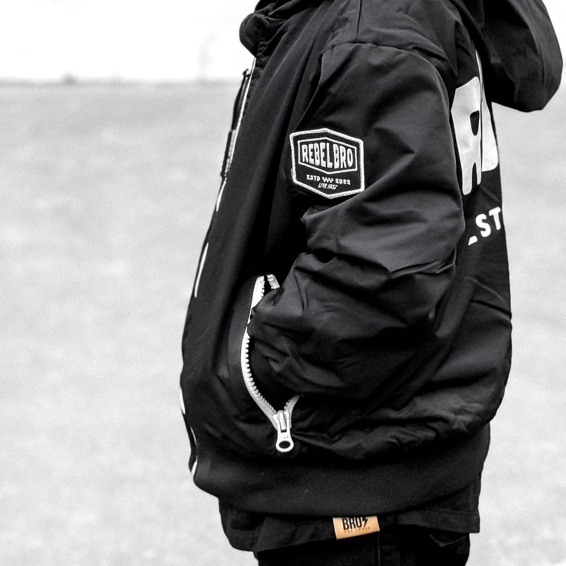 Live Fast Hydro Bomber Jacket in Black