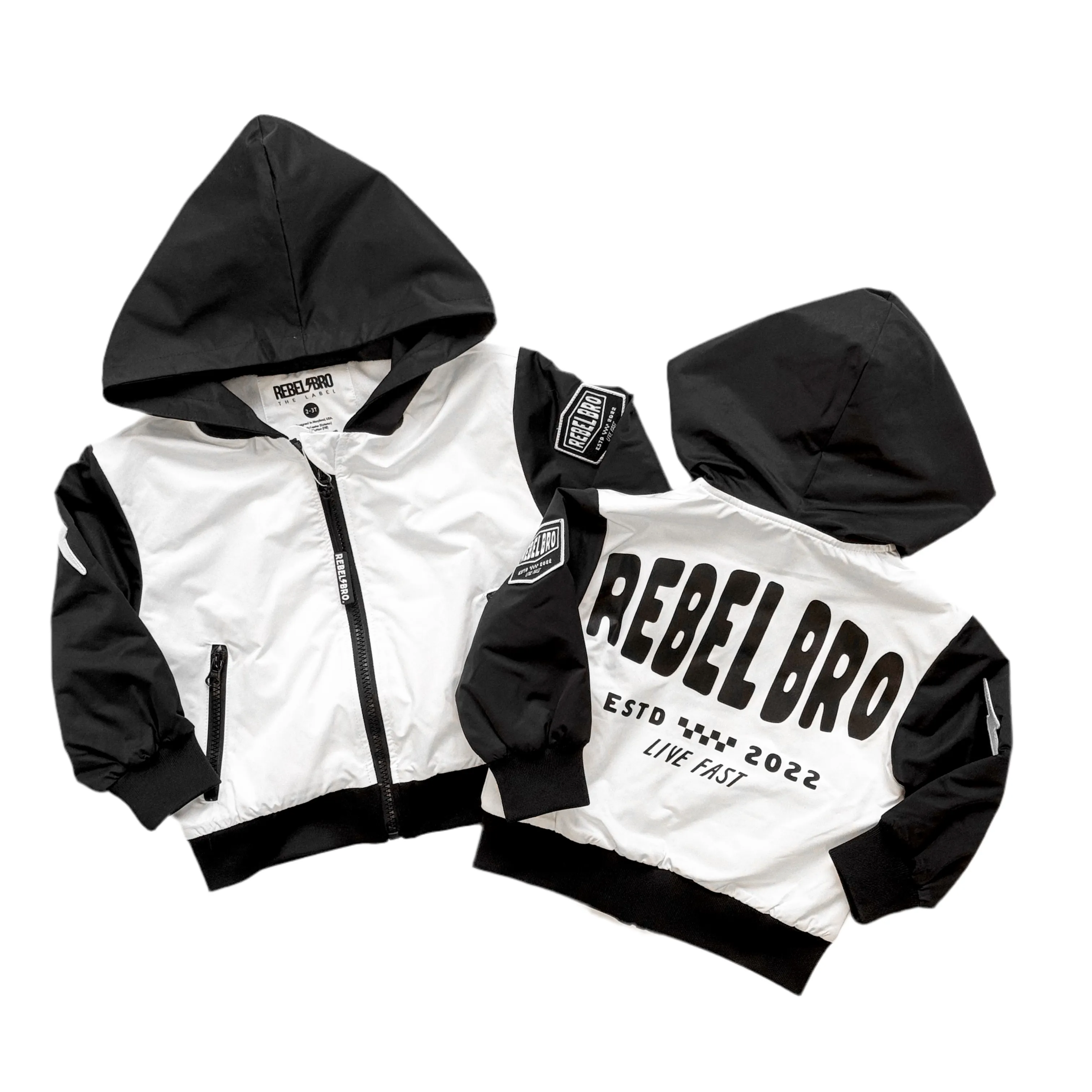 Live Fast Hydro Bomber Jacket in Black/White