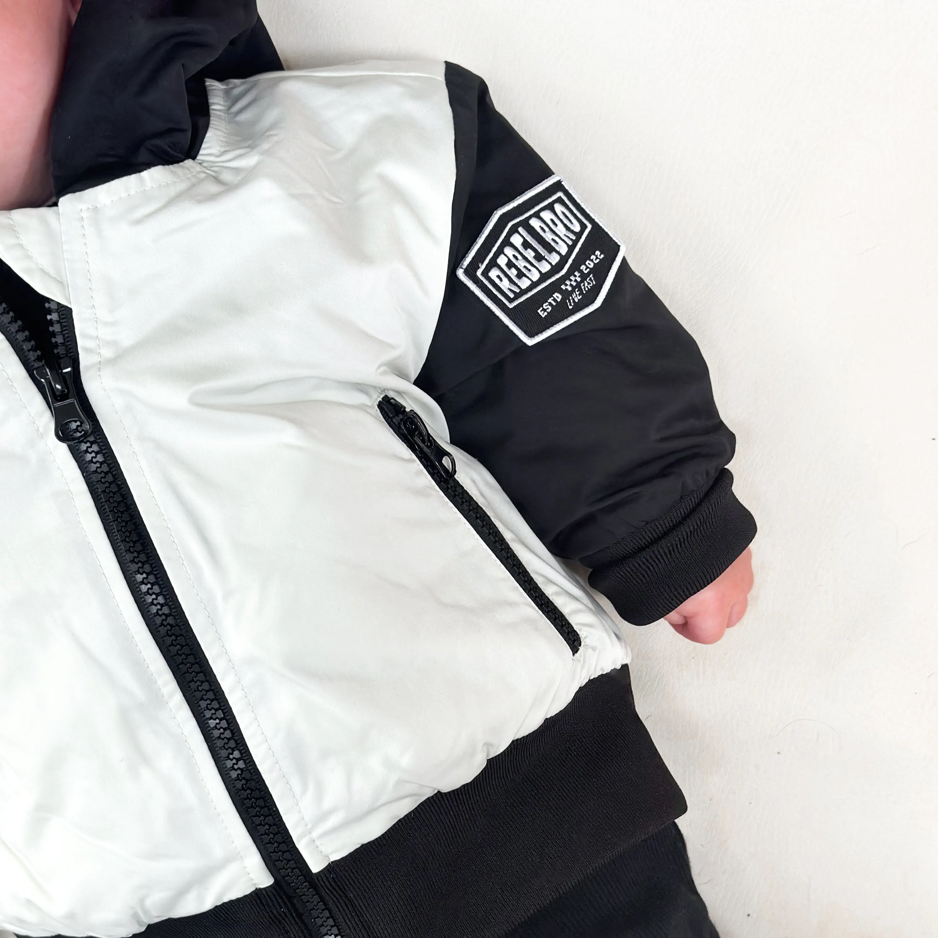 Live Fast Hydro Bomber Jacket in Black/White