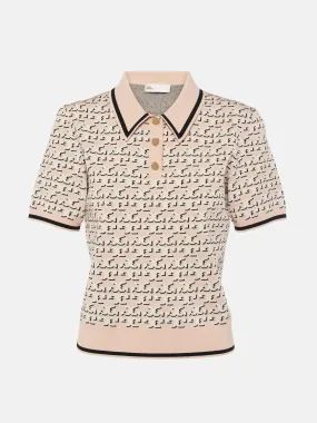 Logo jacquard polo top