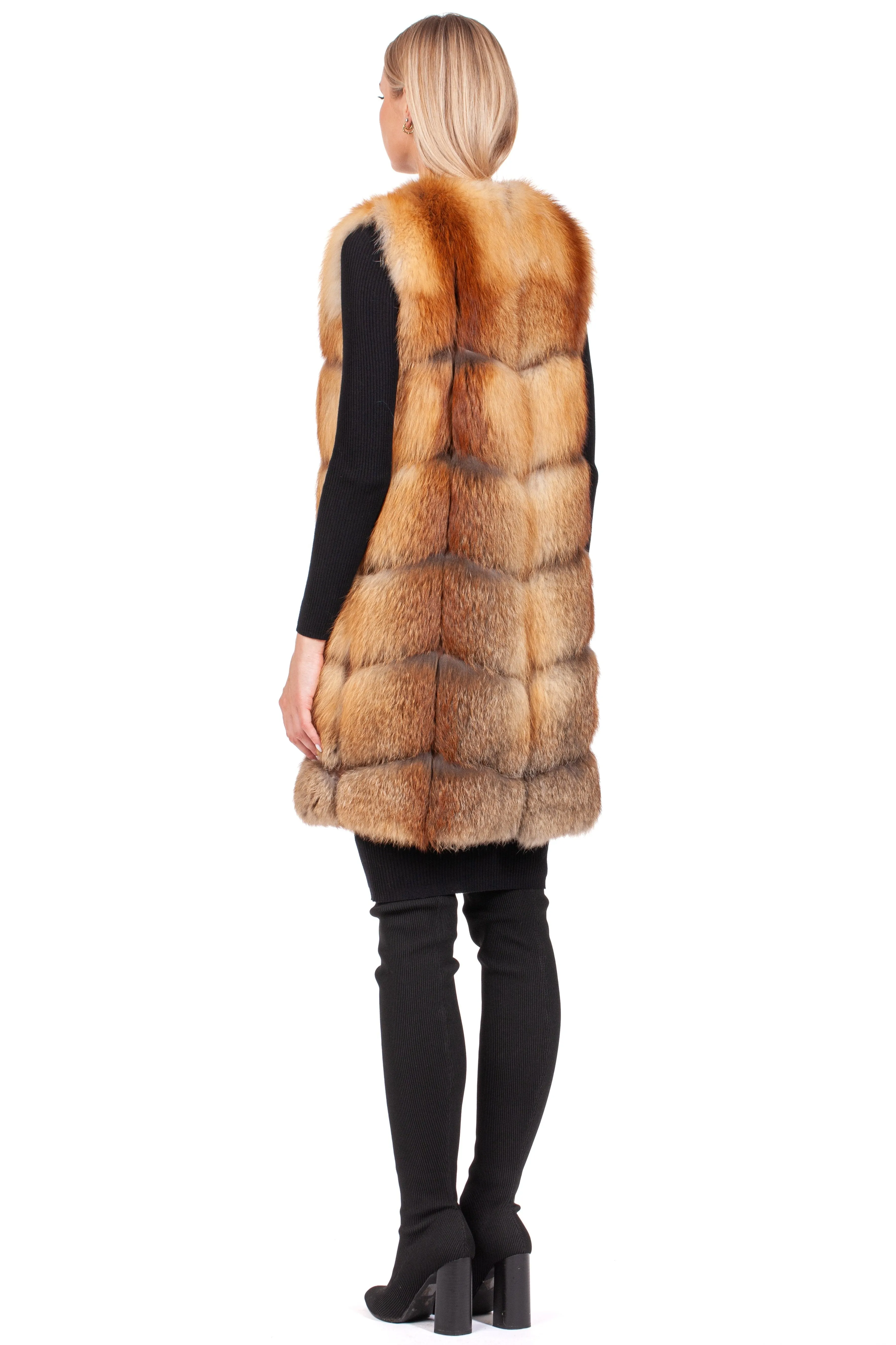 Long Red Fox Fur Vest