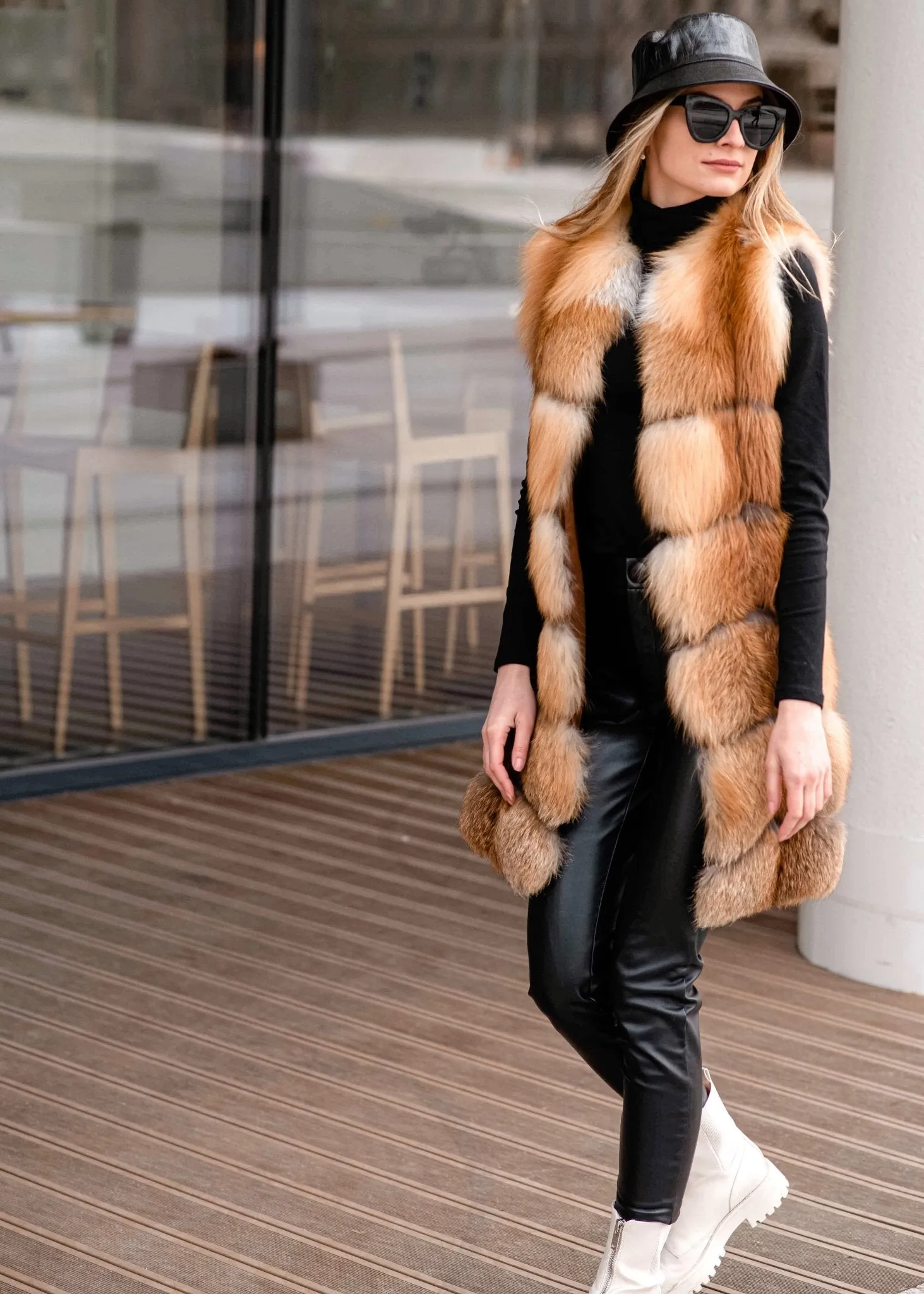 Long Red Fox Fur Vest