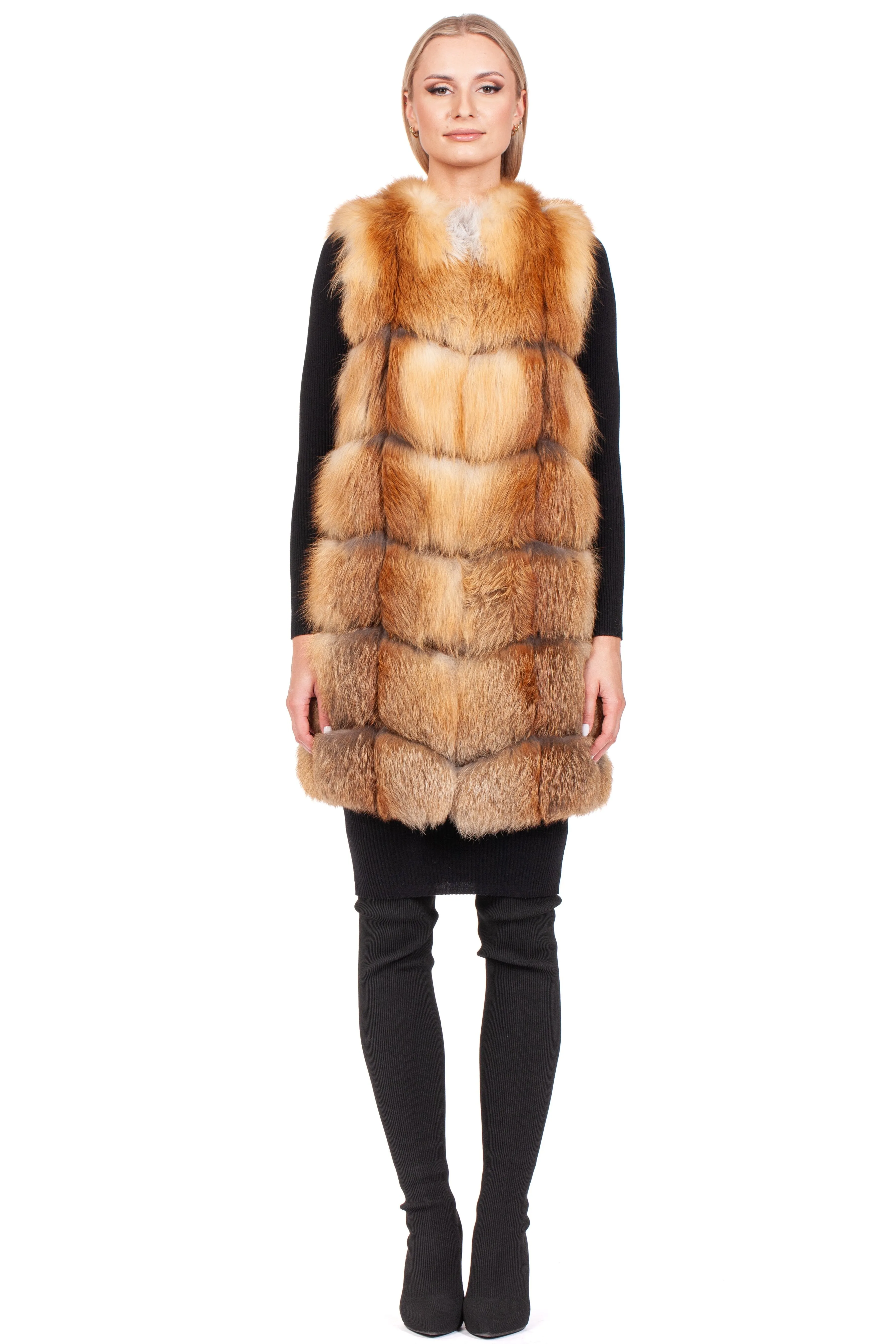 Long Red Fox Fur Vest