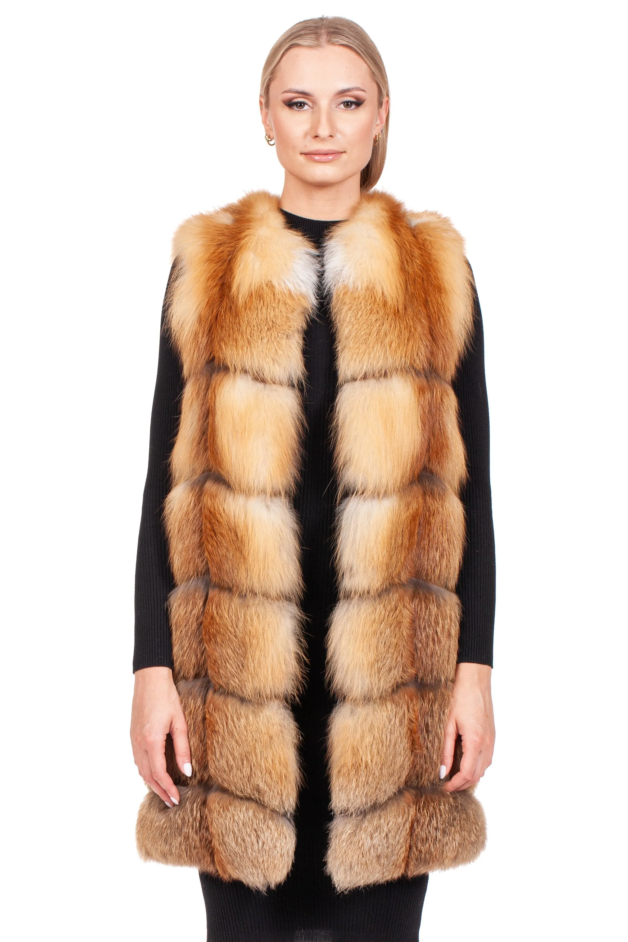 Long Red Fox Fur Vest