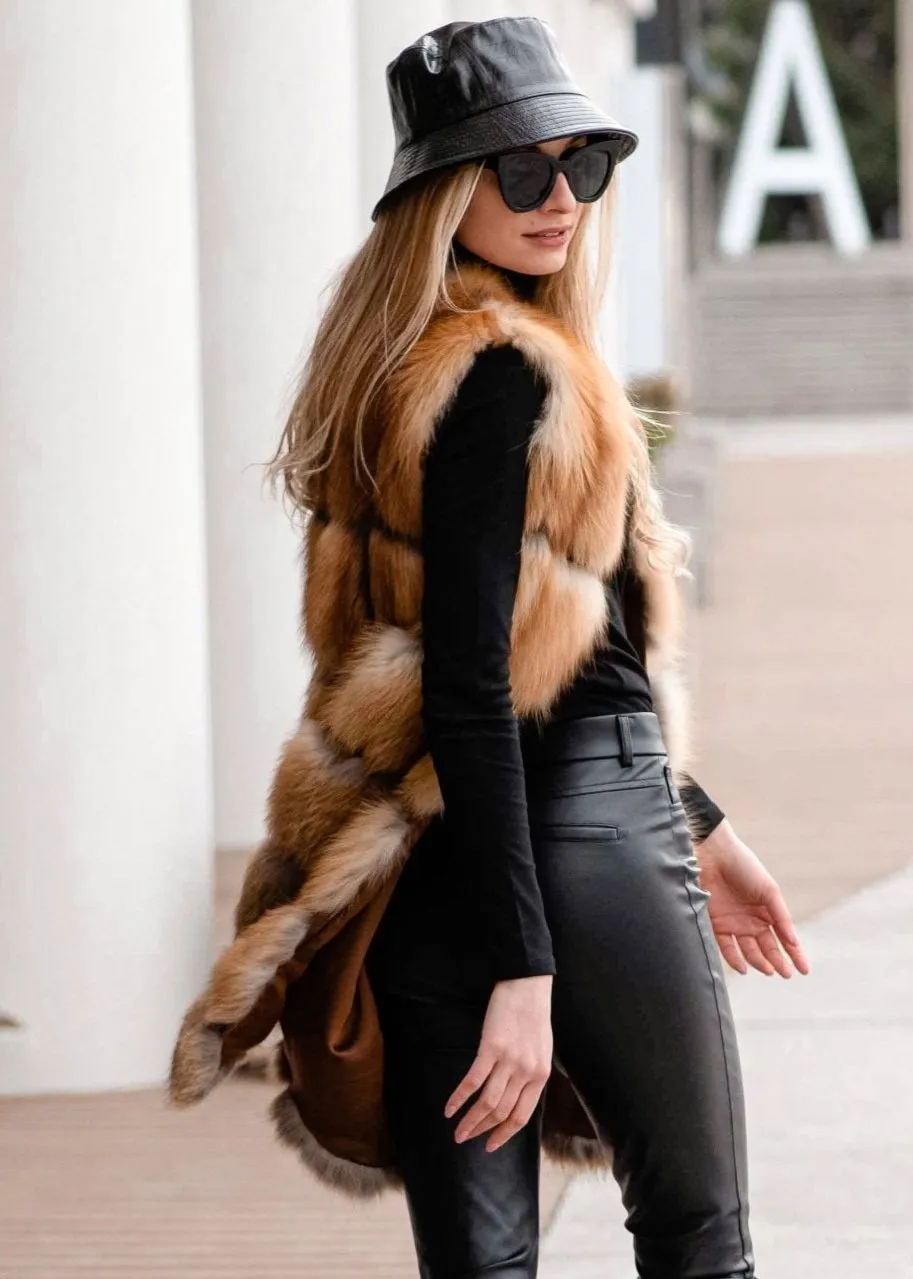 Long Red Fox Fur Vest