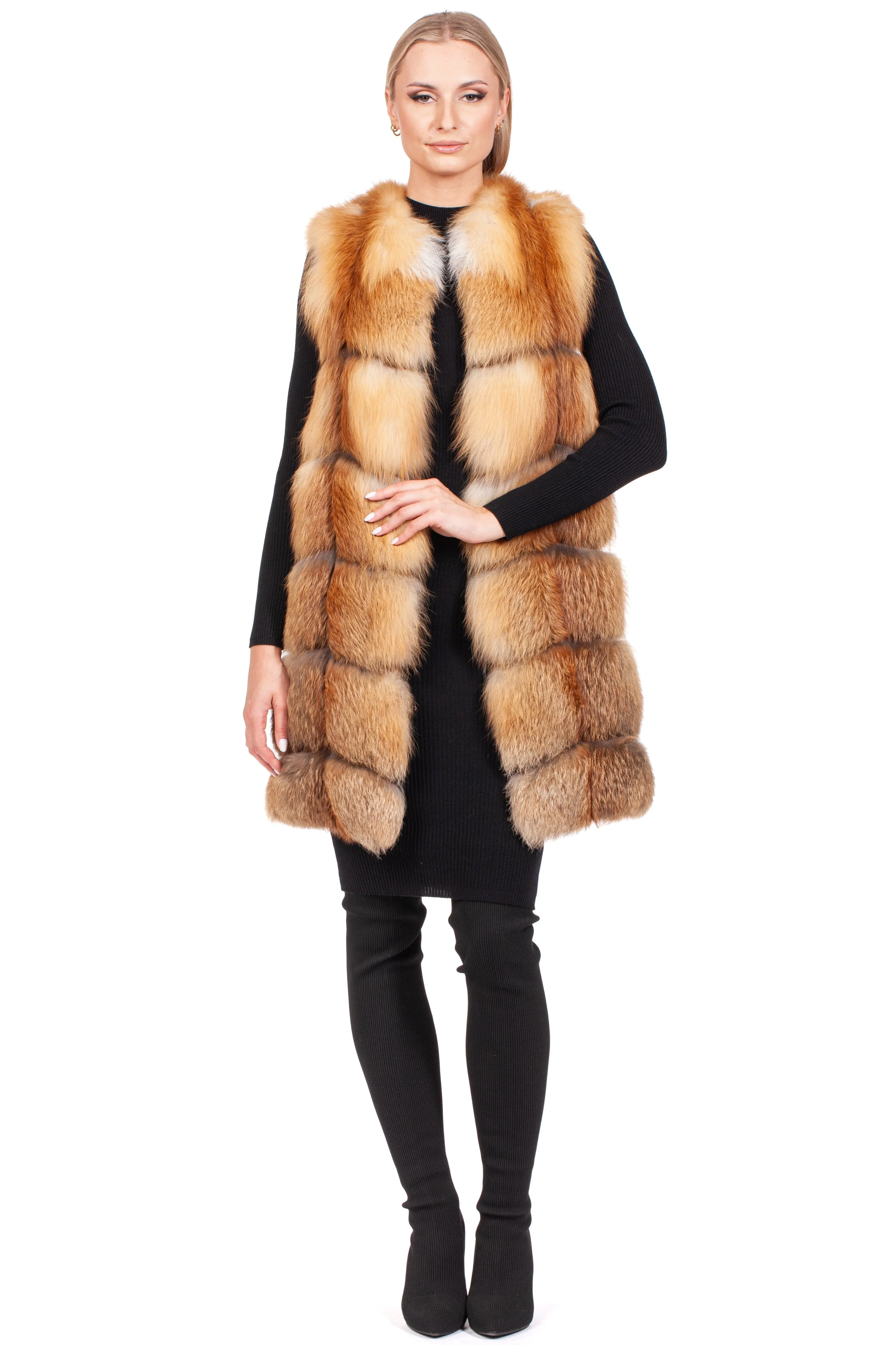 Long Red Fox Fur Vest