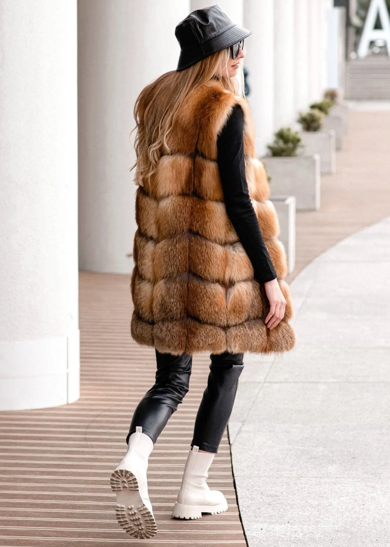 Long Red Fox Fur Vest