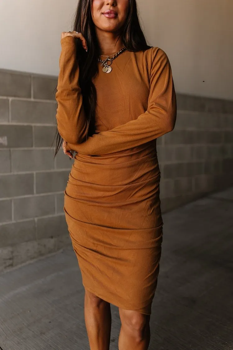 Long Sleeve Better Than Basic Dress - Butterscotch