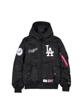 LOS ANGELES DODGERS X ALPHA X NEW ERA L-2B BOMBER JACKET (BLACK)