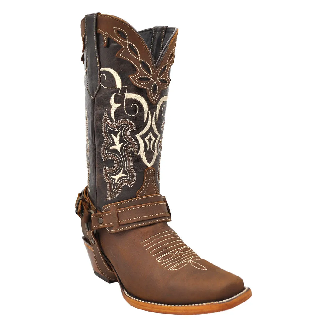 Luma Carmen Women's Embroidered Brown Square Toe Boots