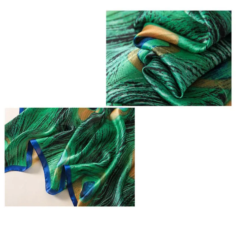 Luxurious Delicate Peacock & Floral Wrap Silky Vibrant Scarves