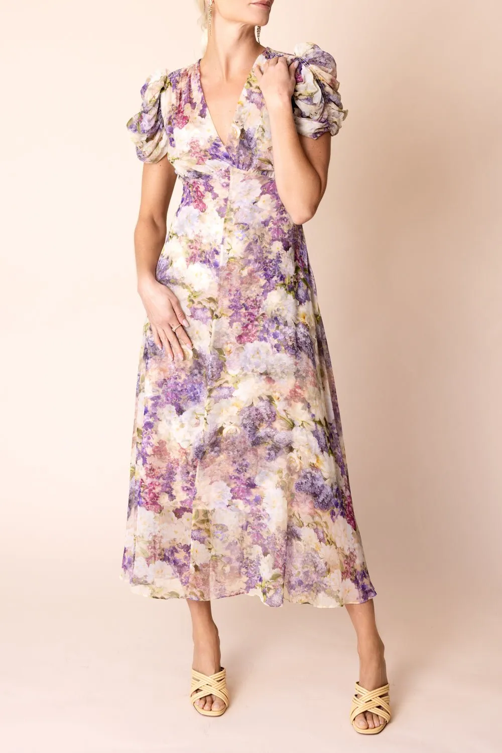 Lyrical Gather Sleeve Midi Dress