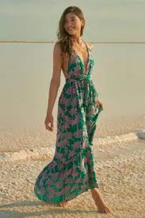 MAAJI EMBROIDERED PALMS MOON BAY MAXI DRESS