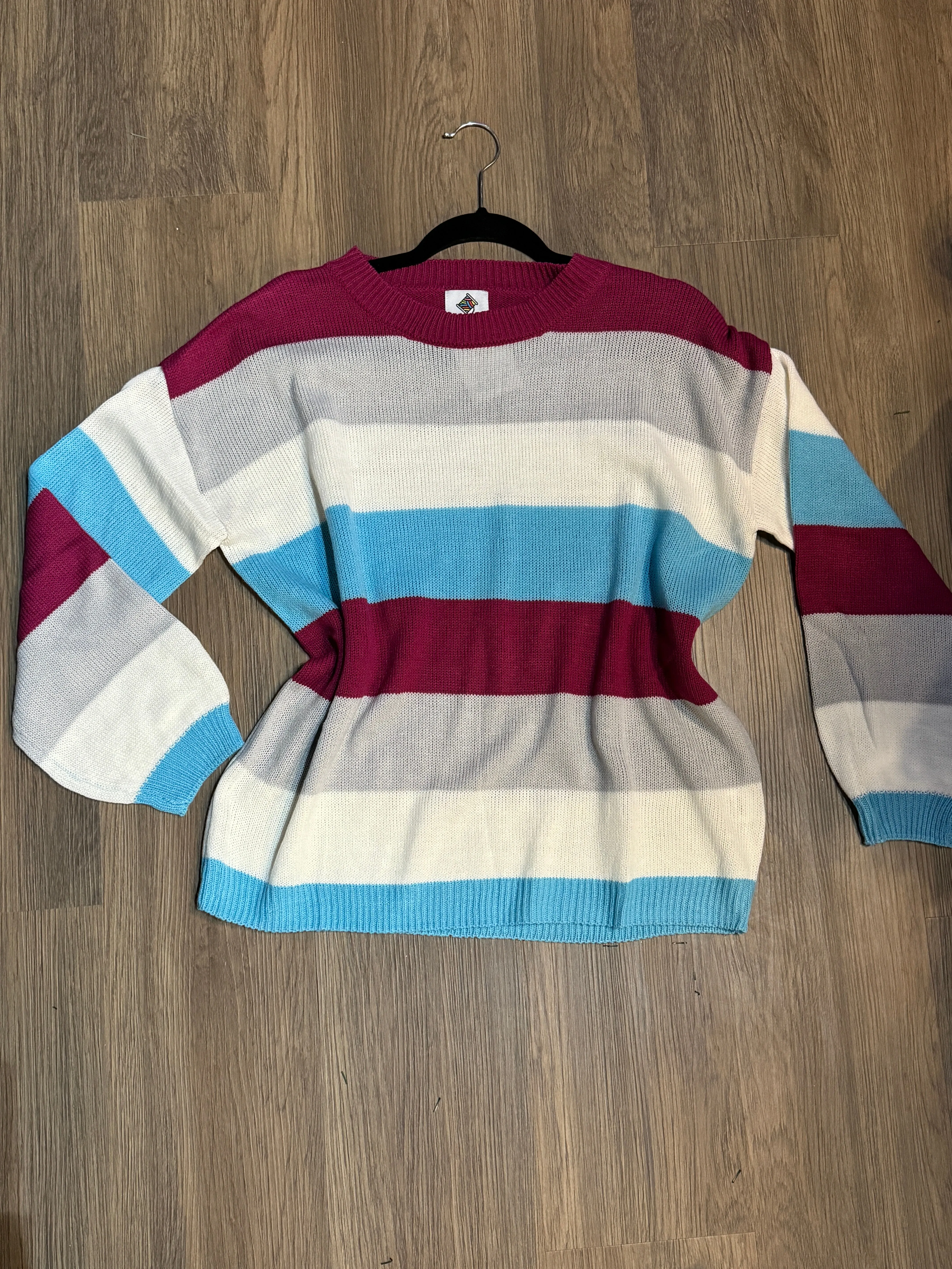 Magenta & Aqua Stripe Sweater