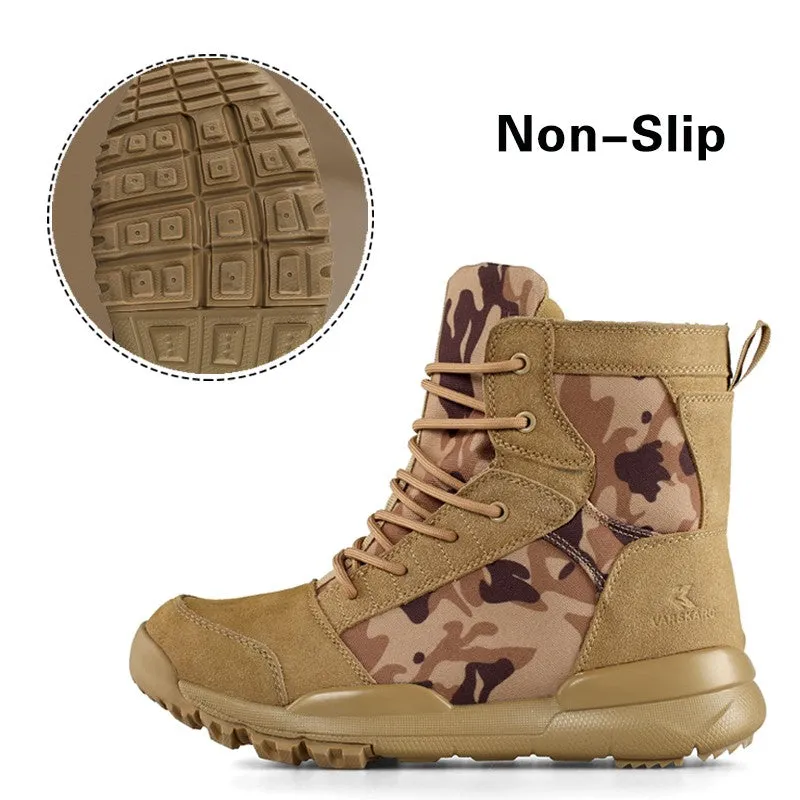 Man's camouflage outdoor slip-resistant high top comfortable hiking boots