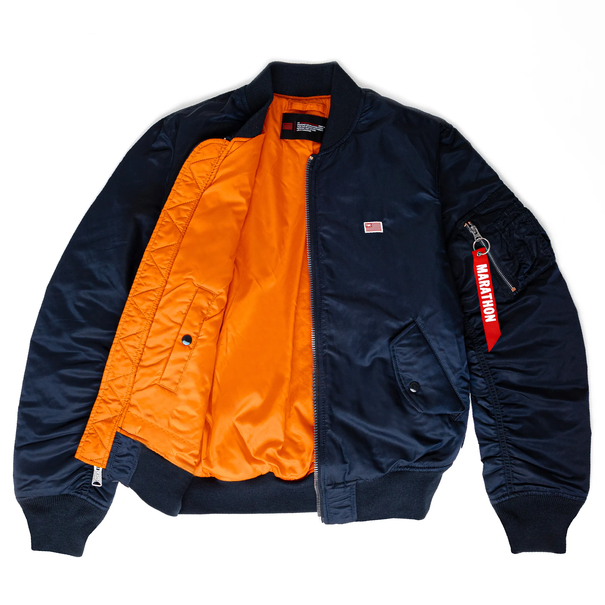 Marathon Bomber Jacket - Navy / White