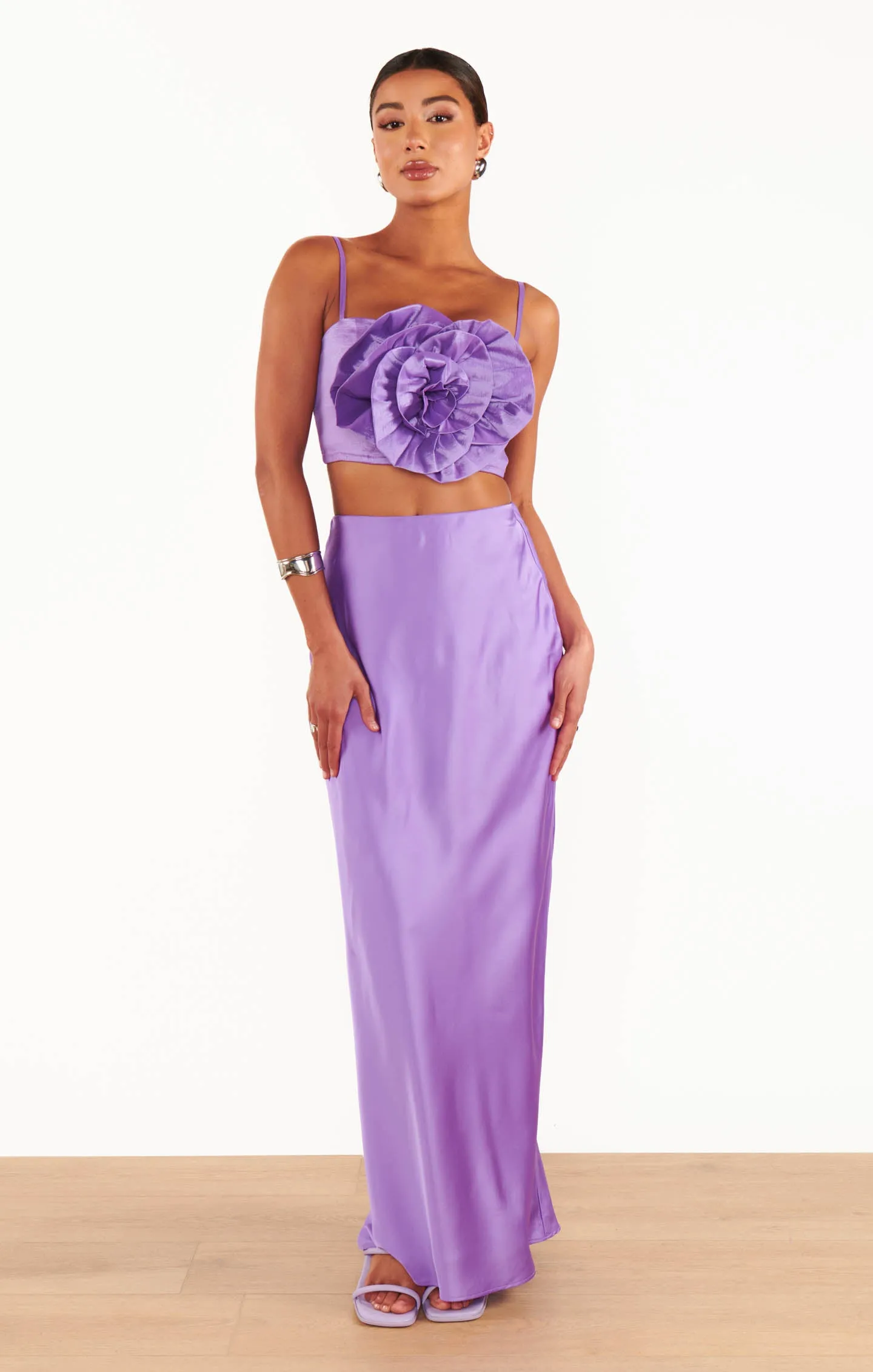 Maxi Slip Skirt ~ Violet Luxe Satin