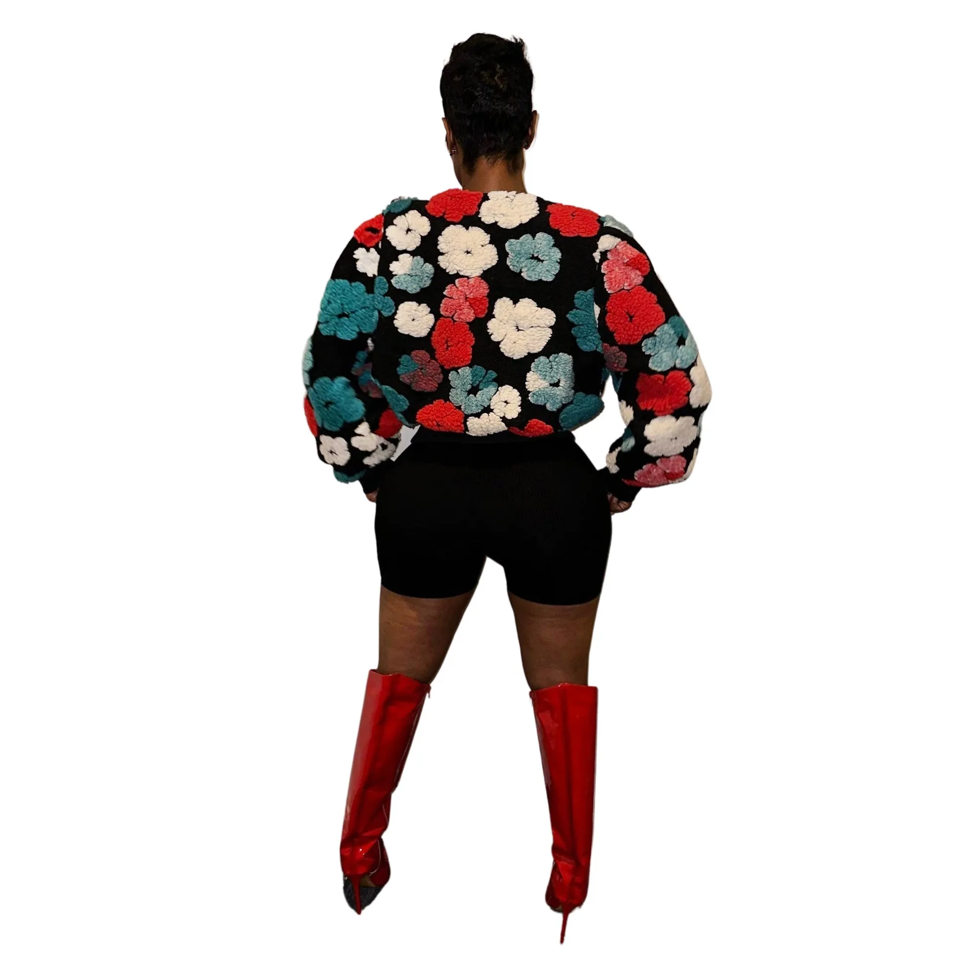 MB FASHION CROPPED 3 DIMENSIONAL FLORAL JACKET 0562 PRE-ORDER