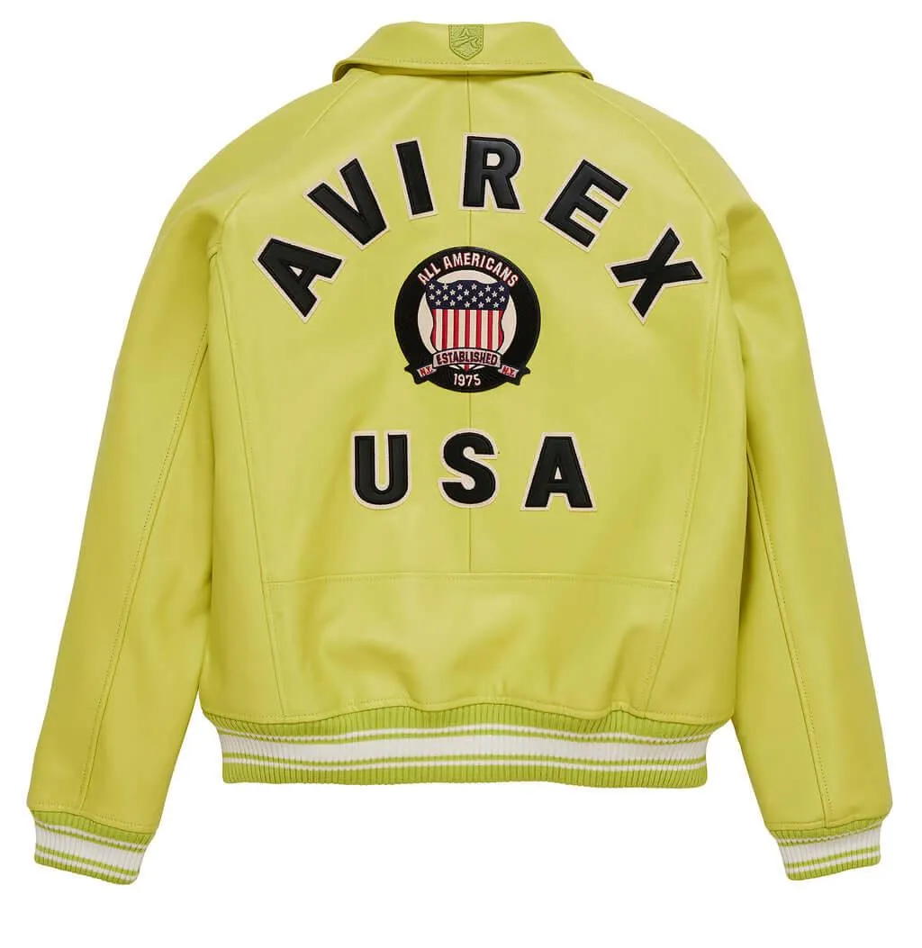 Mens Avirex Icon Yellow Leather Jacket