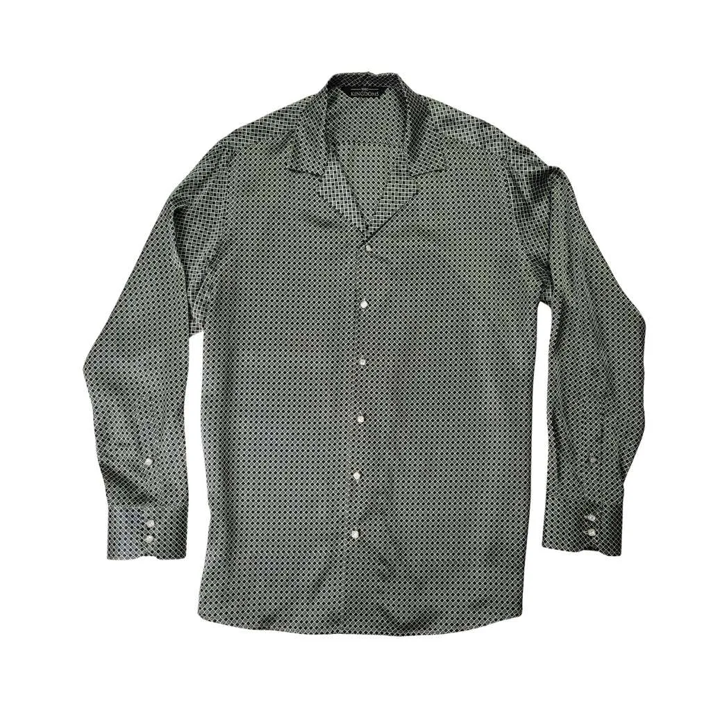 Mens Green and Blue Diamond Silk Shirt