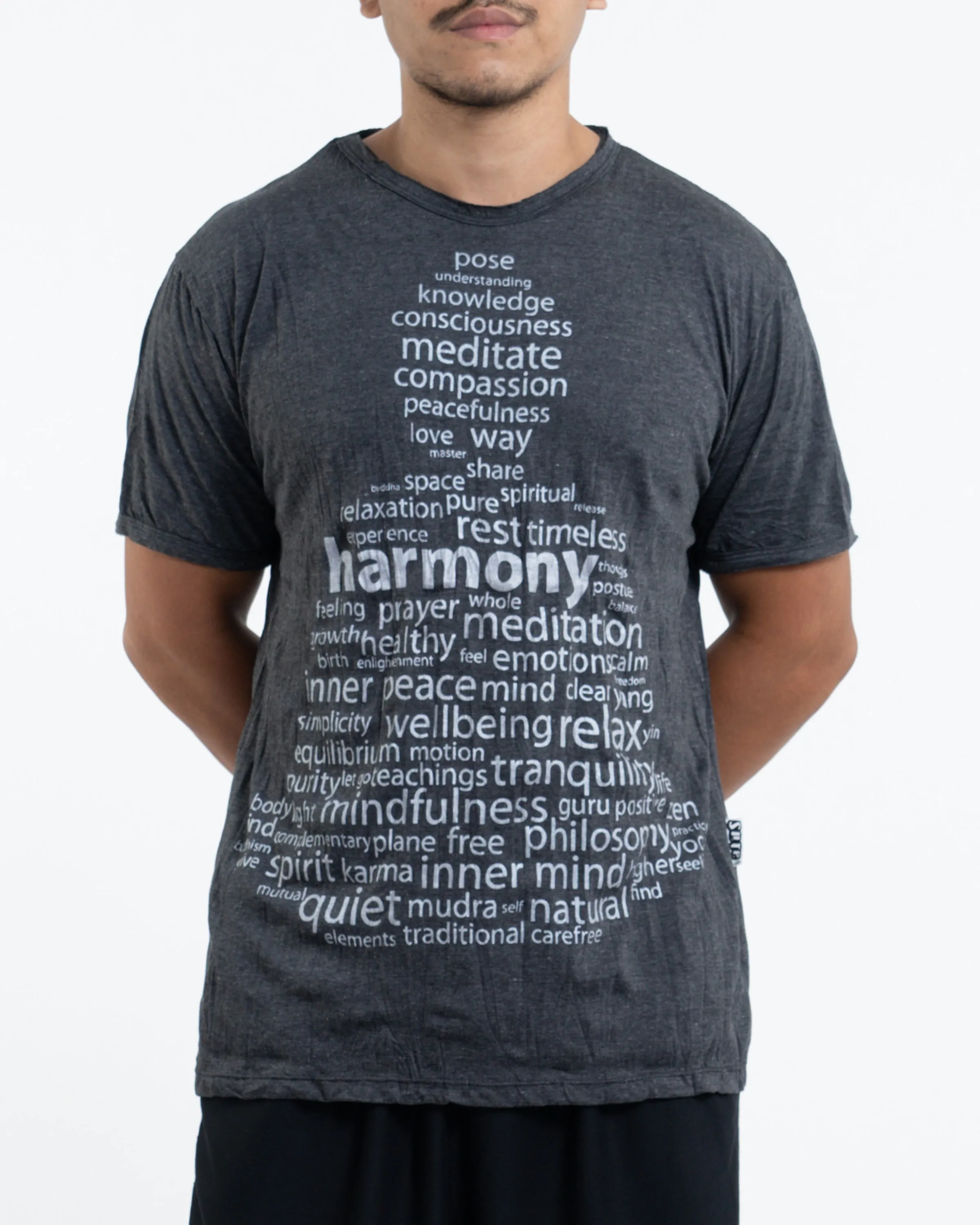 Mens Harmony T-Shirt in Silver on Black