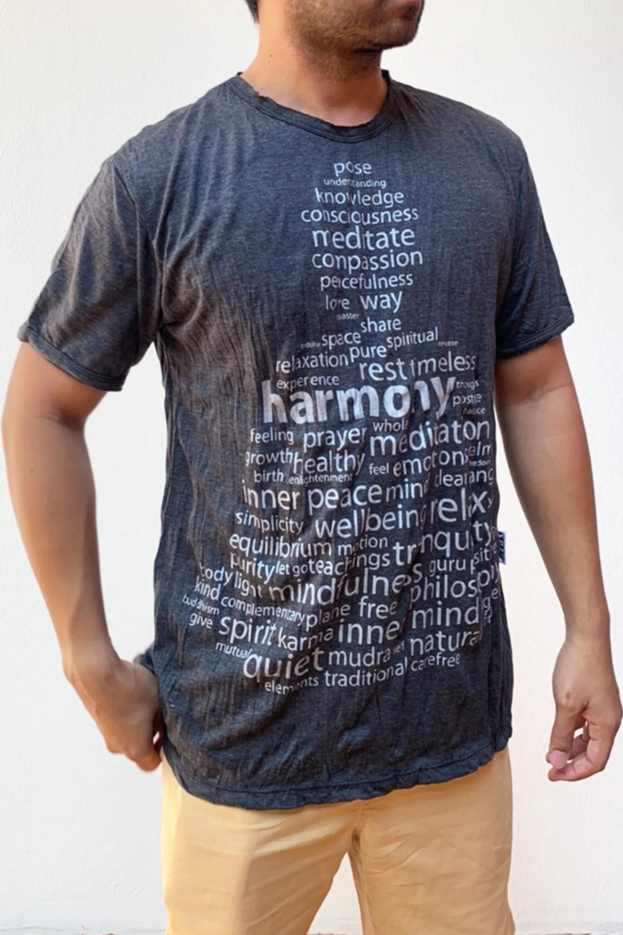 Mens Harmony T-Shirt in Silver on Black