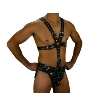 Mens Leather Body Harness with Jockstrap