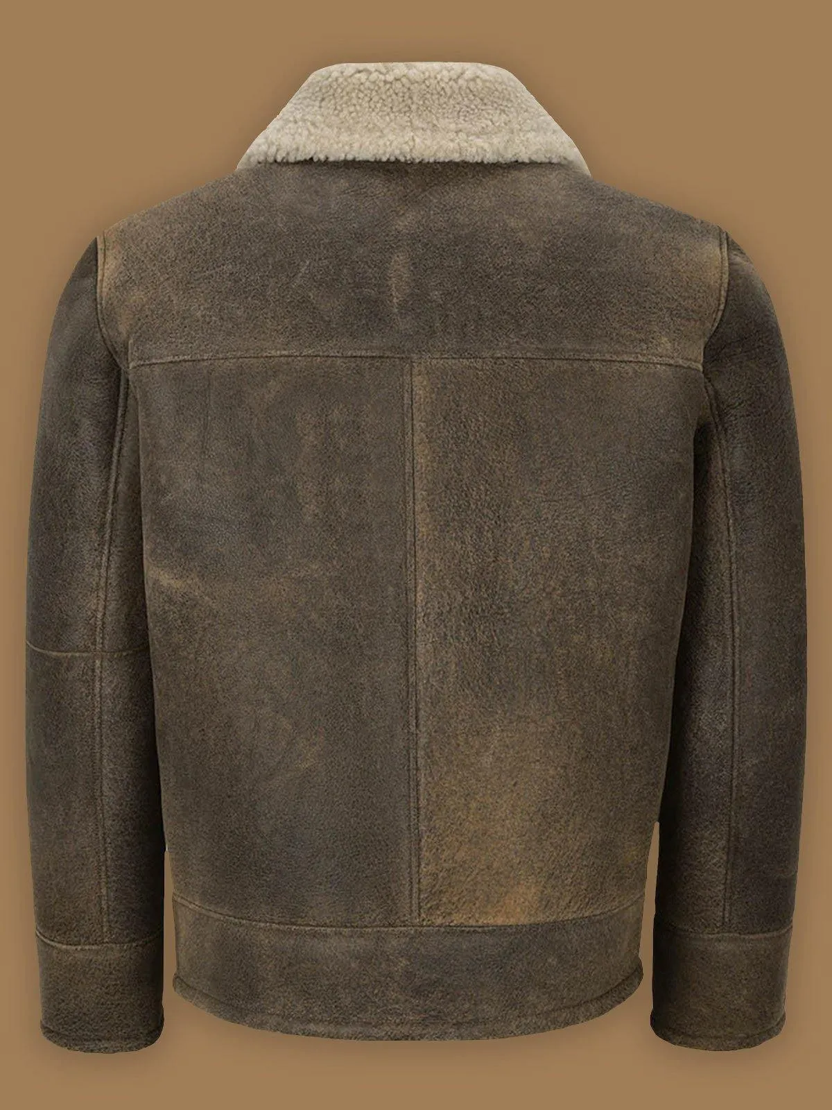 Men's Old Fashion Brown Shearling Leather Bomber Jacket