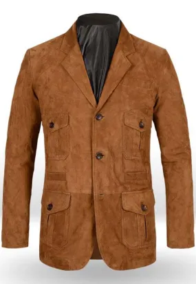 Men’s Tan Brown Suede Leather Blazer