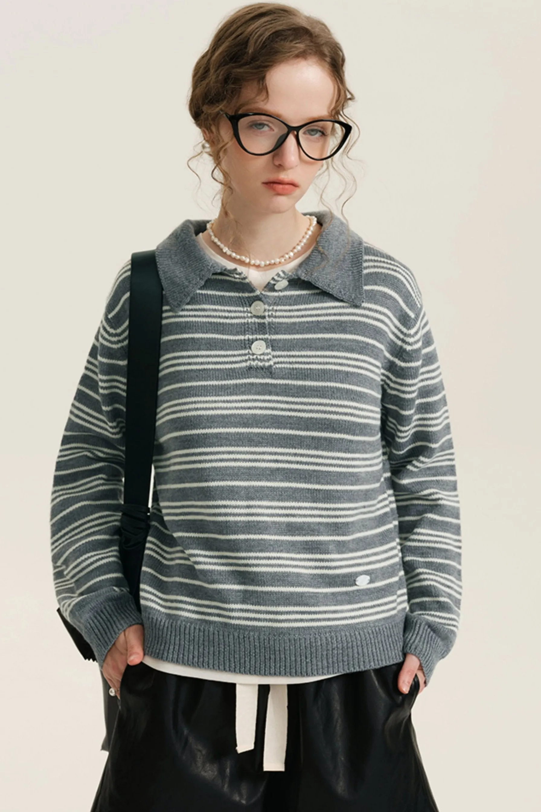 Mercerized Wool Retro Polo Sweater