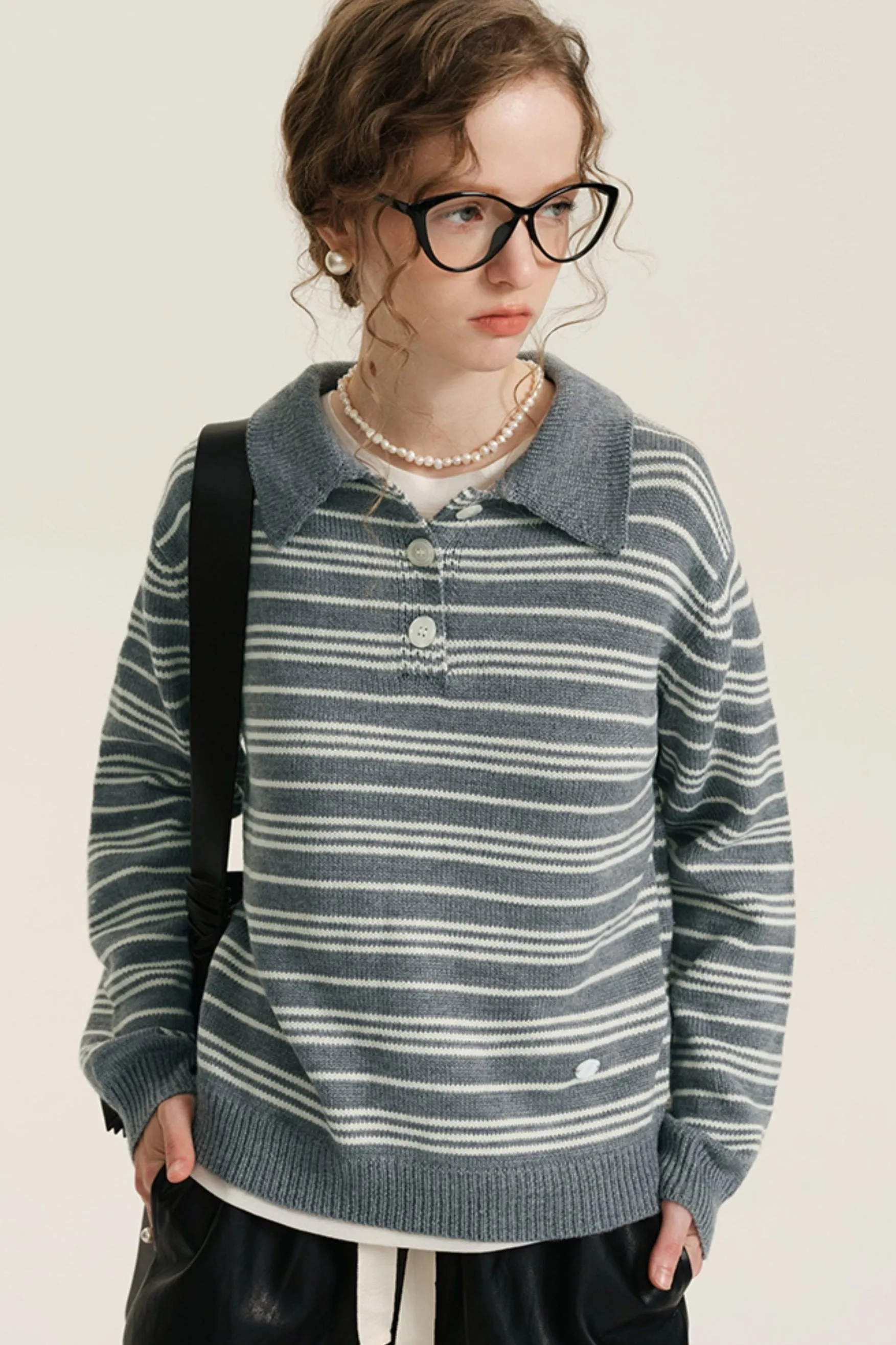 Mercerized Wool Retro Polo Sweater