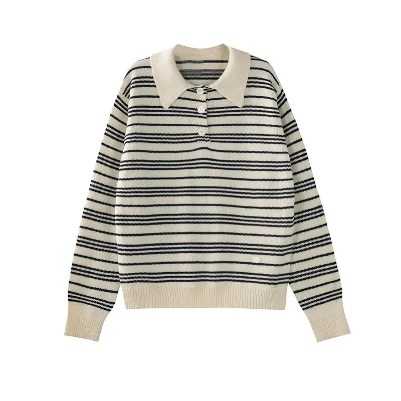 Mercerized Wool Retro Polo Sweater