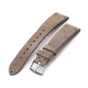 MiLTAT Q.R. Tan / Khaki Suede Leather Watch Band, Green St.