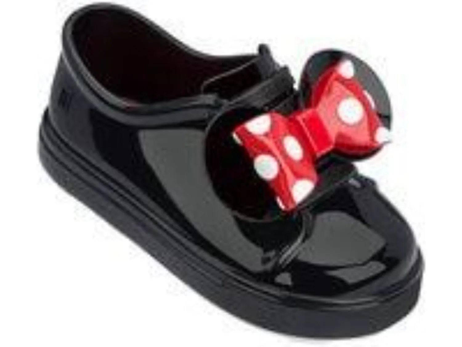 Mini Melissa Girls Black Patent Disney Minnie Mouse Slip-On Sneakers