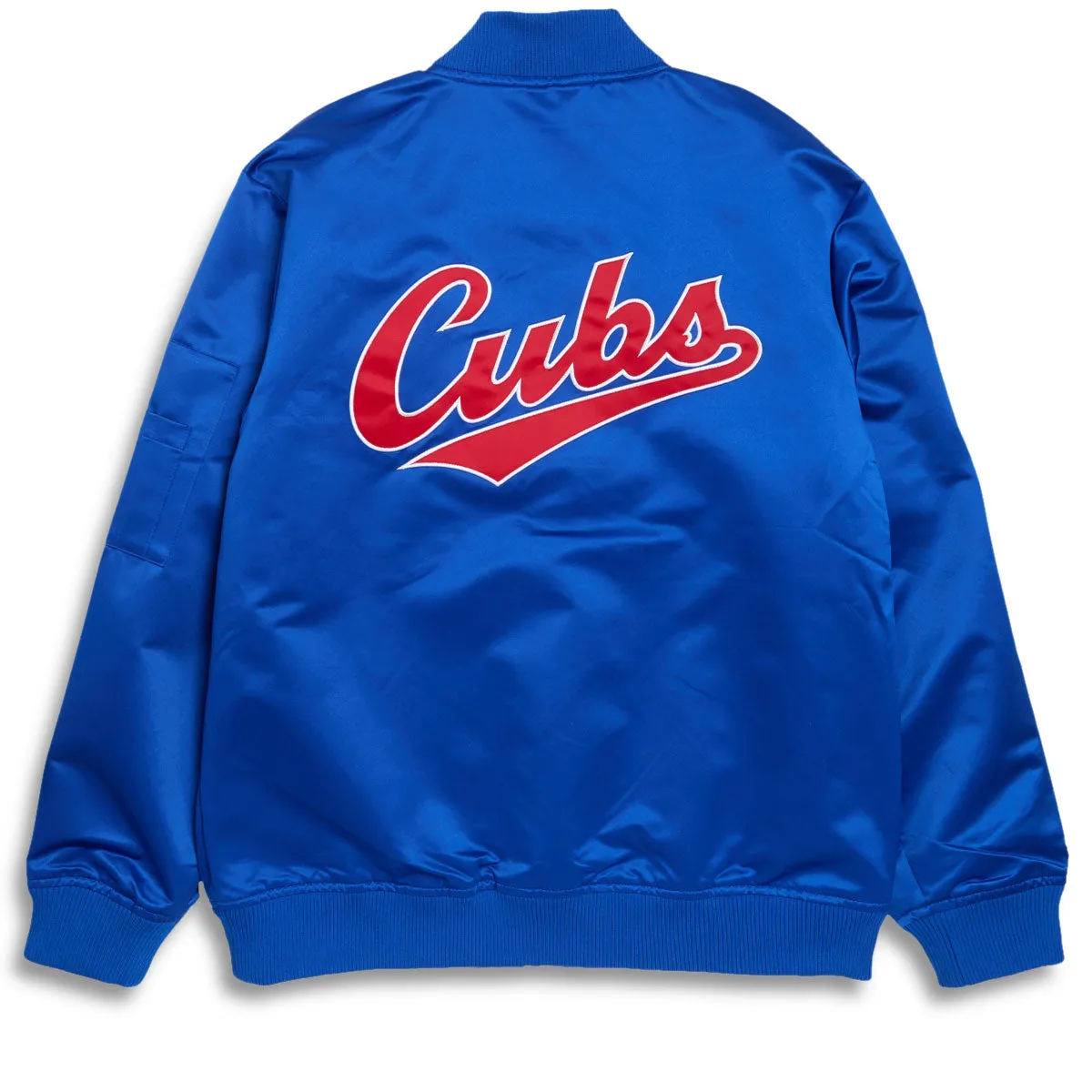 Mitchell & Ness x MLB Cubs Vintage Logo Satin Bomber Jacket - Royal