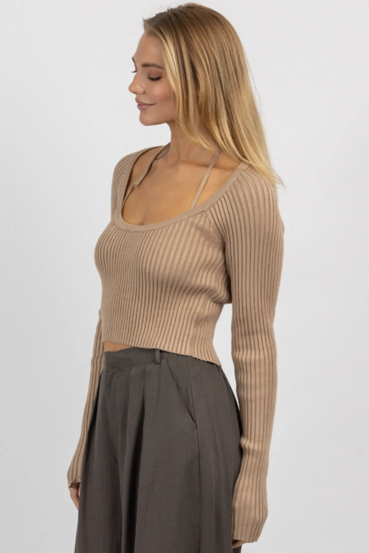 MOCHA MOMENT LAYERED BRALETTE TOP