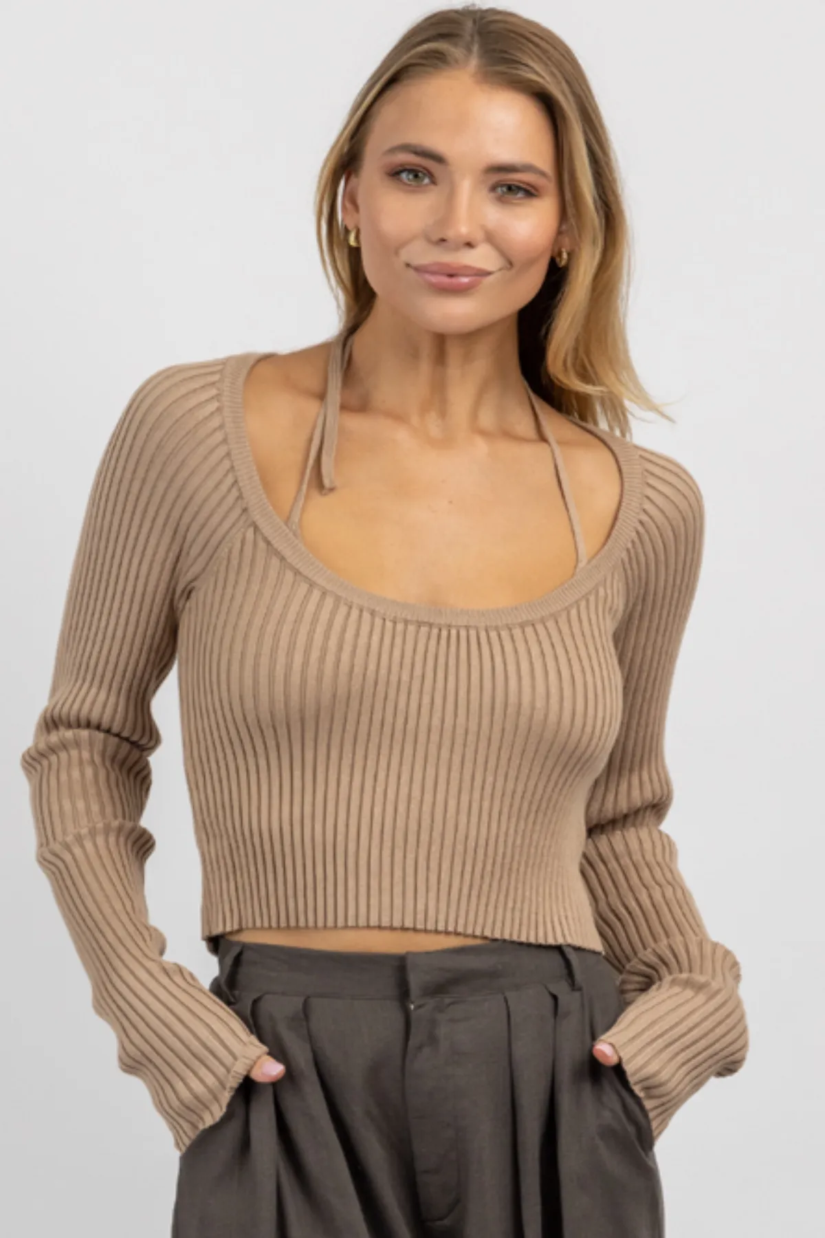 MOCHA MOMENT LAYERED BRALETTE TOP