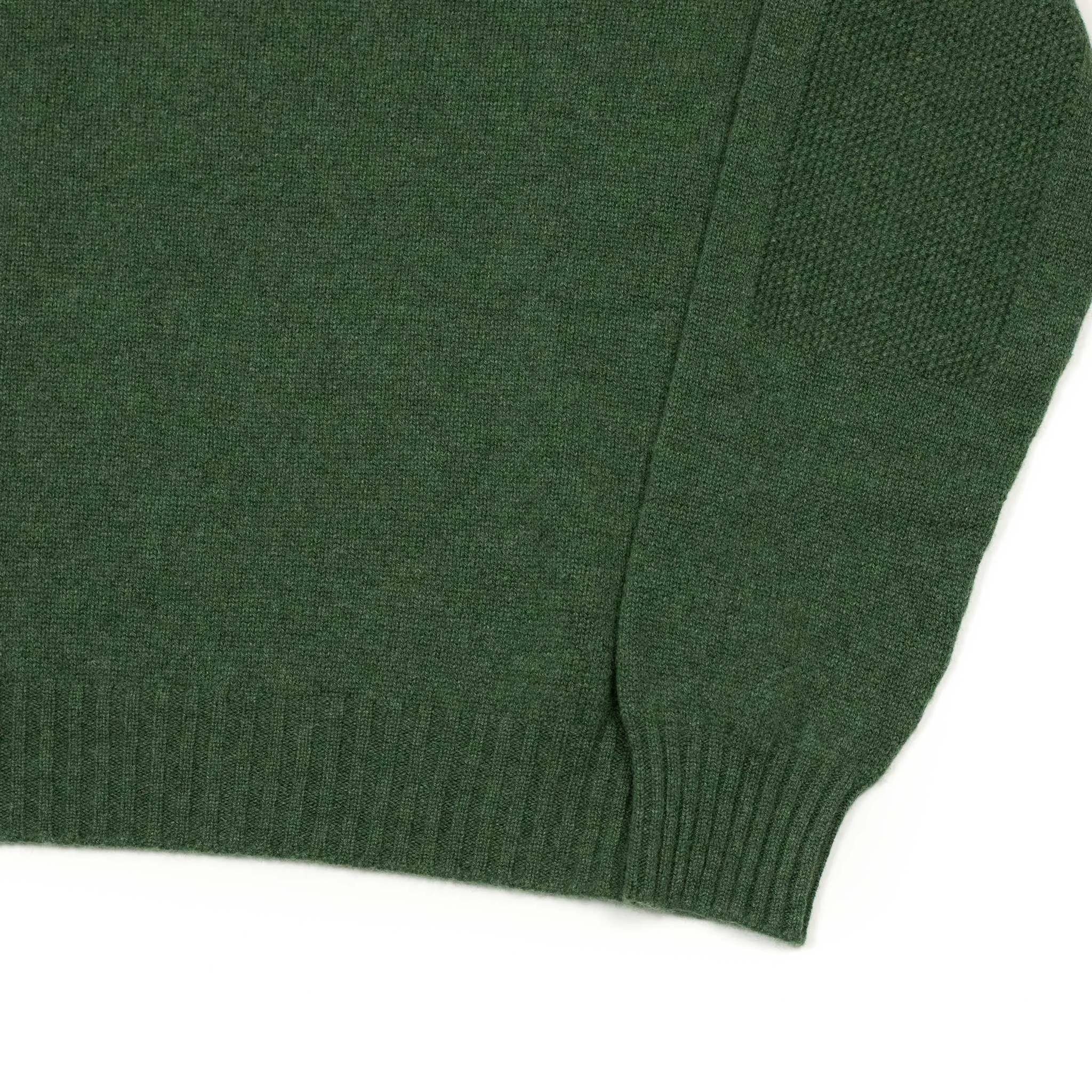 Mockneck sweater in moss green 4-ply cashmere