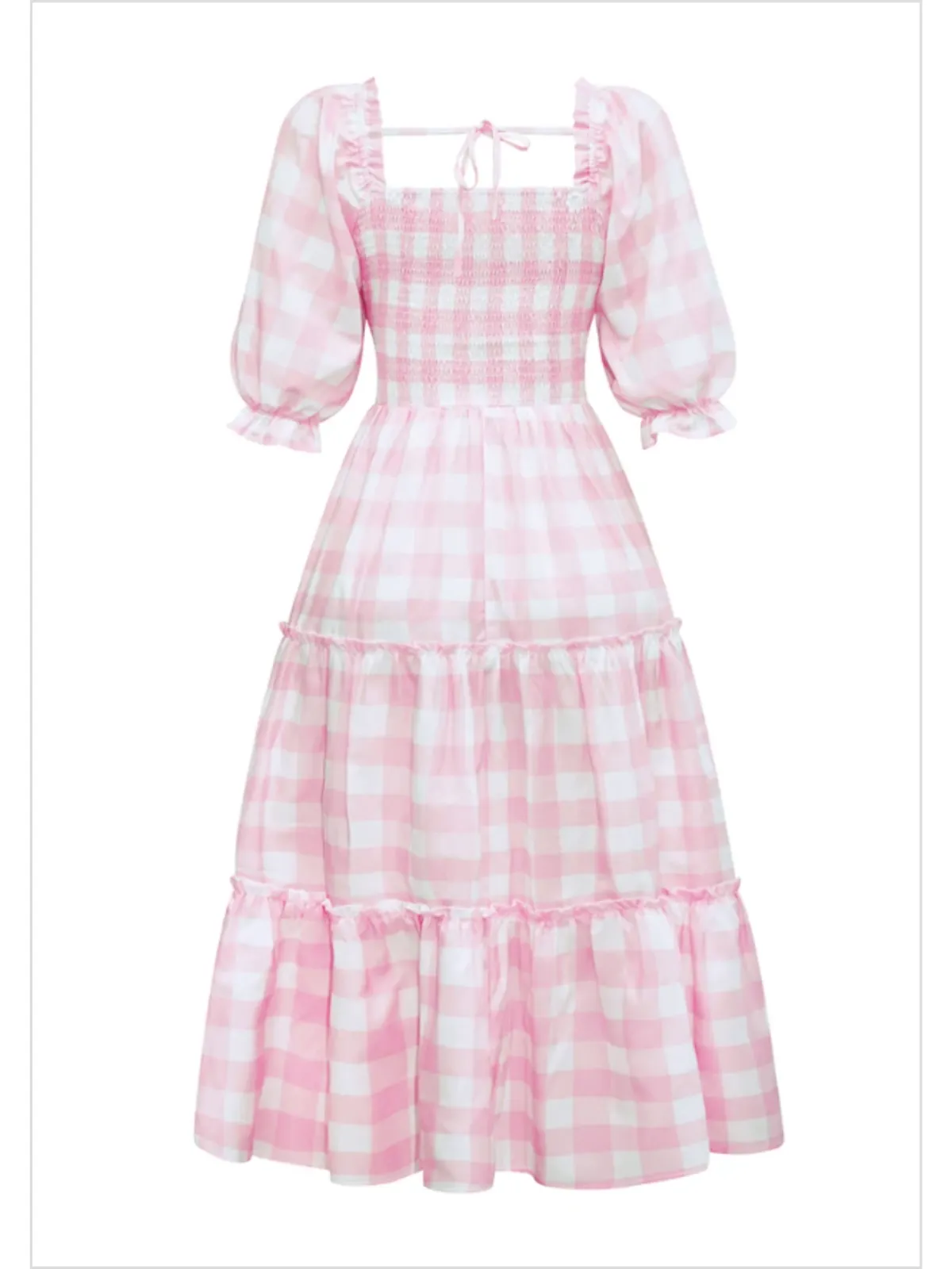 Mommy and Me Pink Gingham Smocked Midi Dress