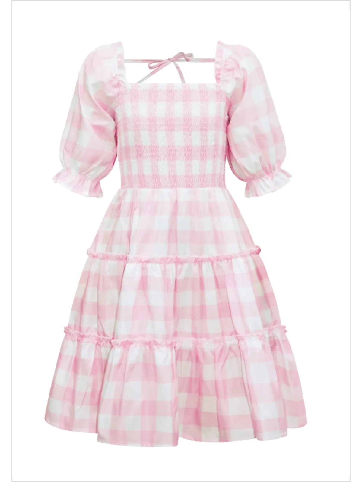 Mommy and Me Pink Gingham Smocked Midi Dress