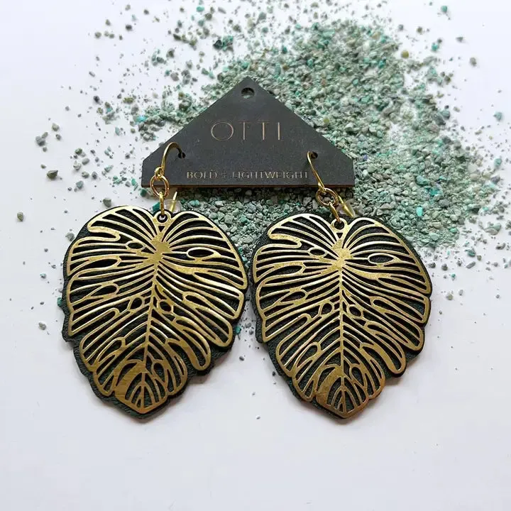 Monstera Leather Earrings