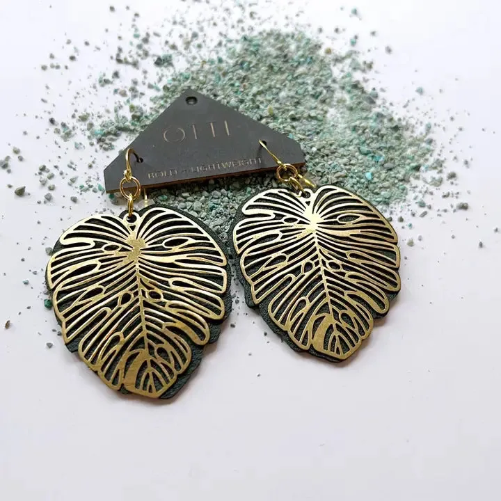 Monstera Leather Earrings