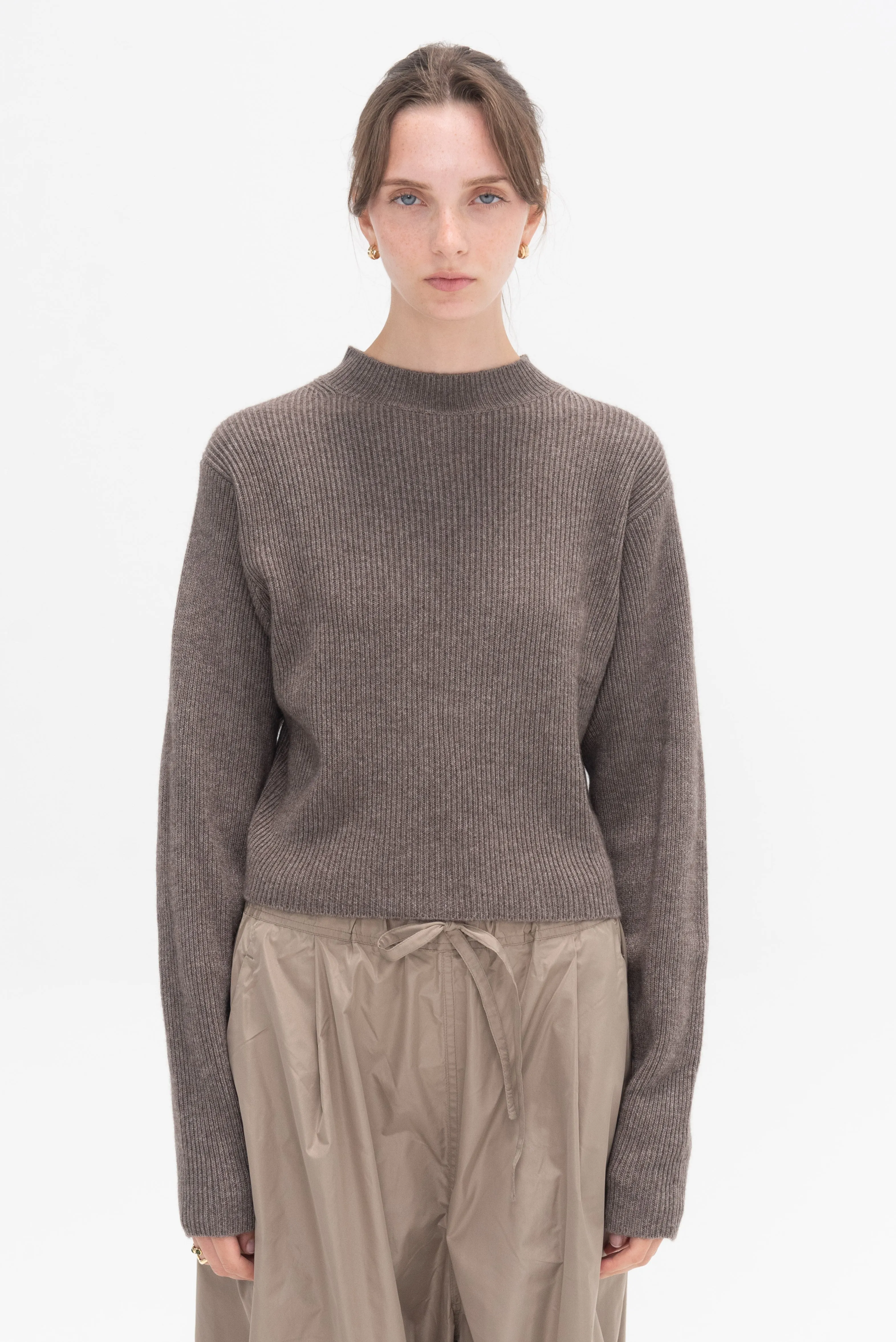 Montana Ribbed Sweater, Taupe Melange