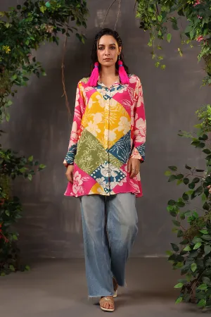 Multicolor Digital Printed Crepe Silk Shirt