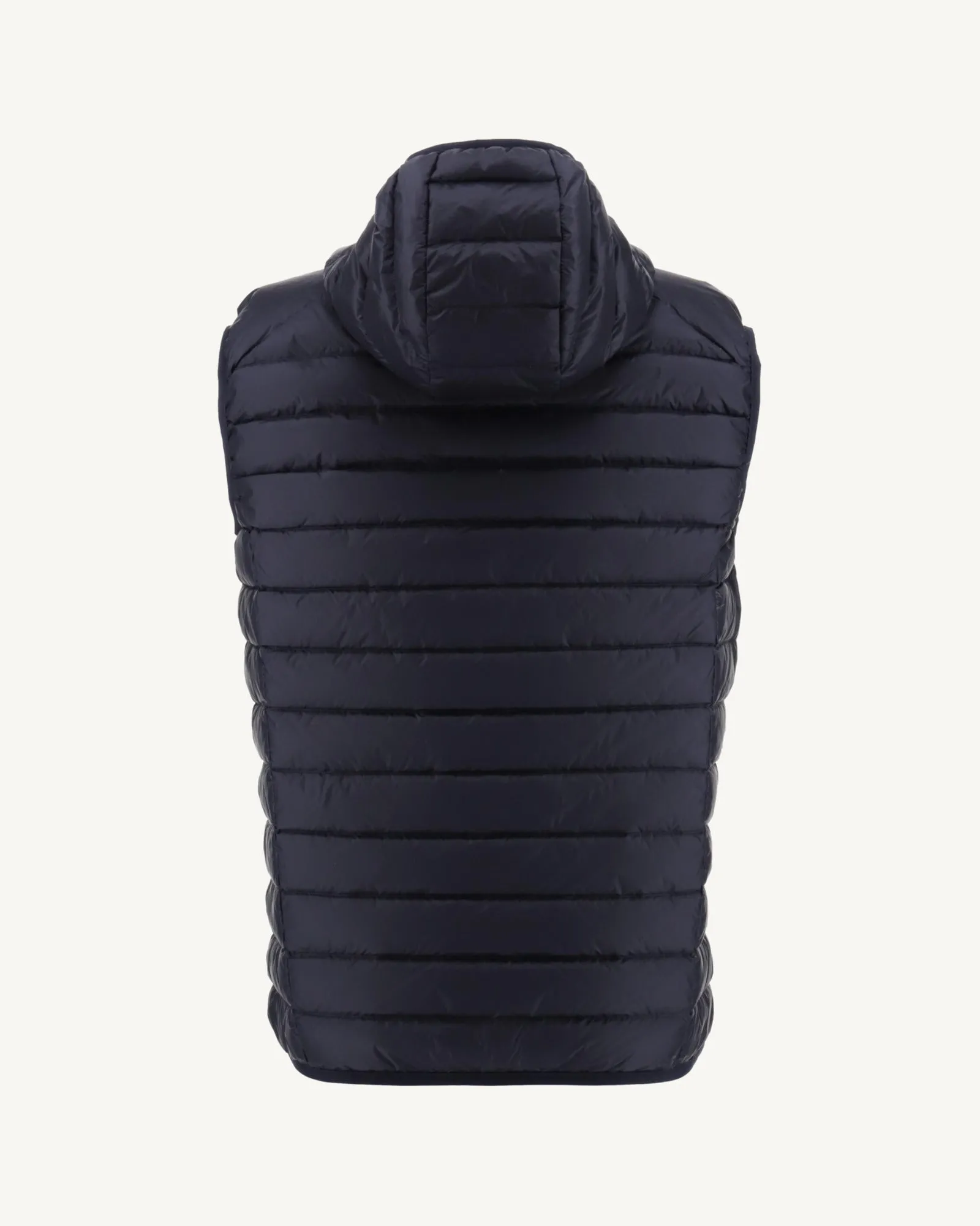 Navy Hooded sleeveless down jacket Pat