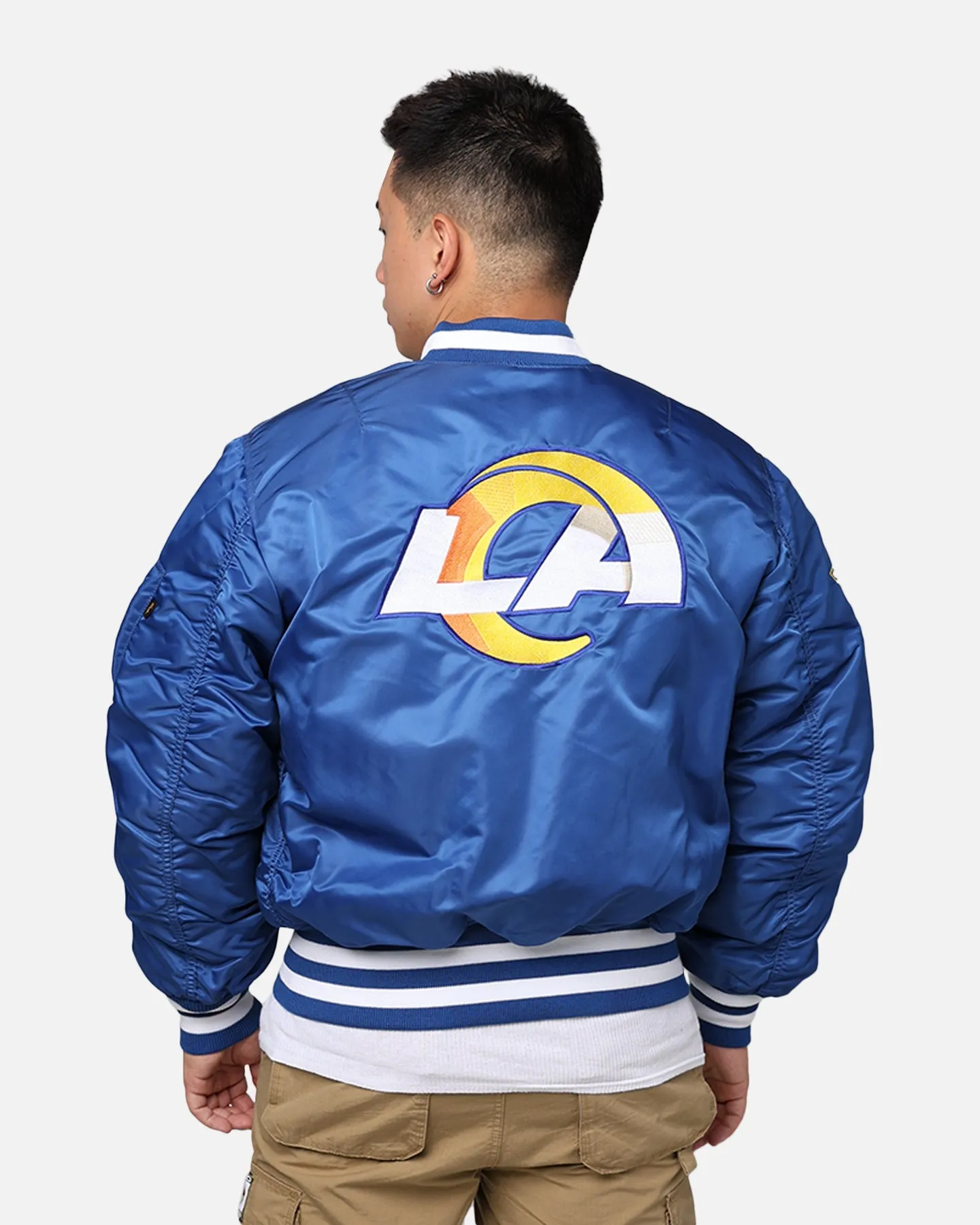 New Era X Alpha Series X NFL Los Angeles Rams MA-1 Bomber Jacket Royal/Black