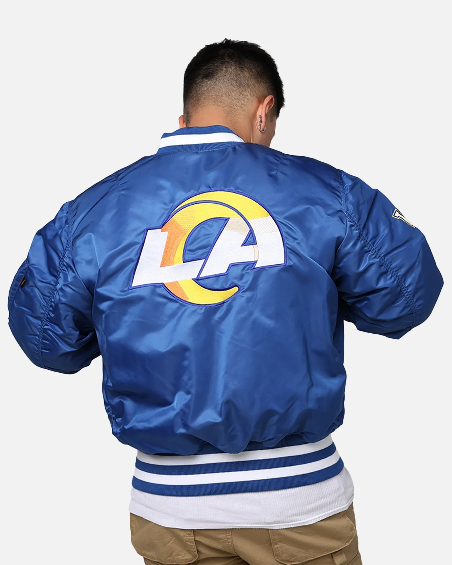 New Era X Alpha Series X NFL Los Angeles Rams MA-1 Bomber Jacket Royal/Black