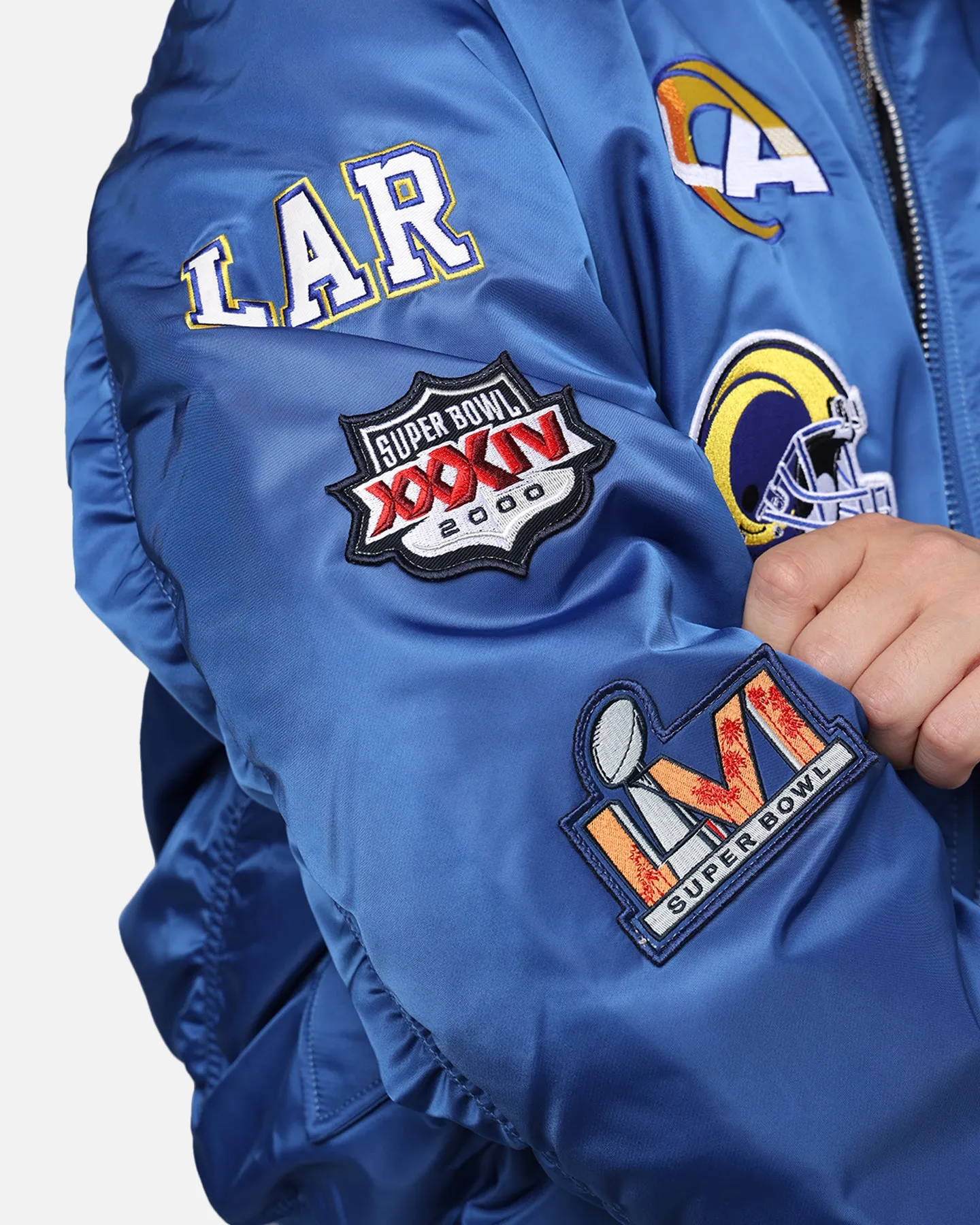 New Era X Alpha Series X NFL Los Angeles Rams MA-1 Bomber Jacket Royal/Black