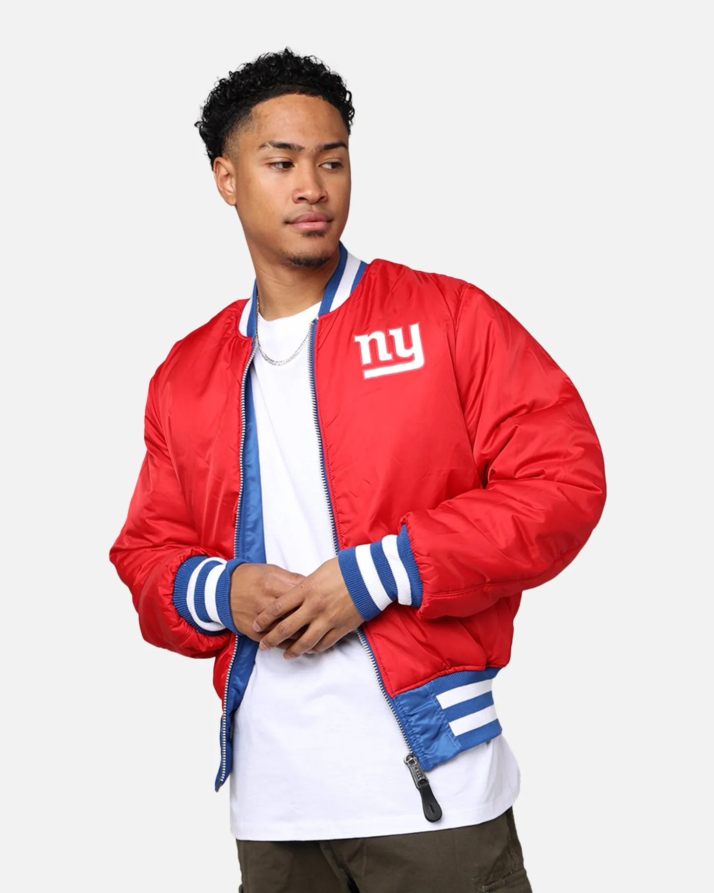 New Era X Alpha Series X NFL New York Giants MA-1 Bomber Jacket Royal/Red